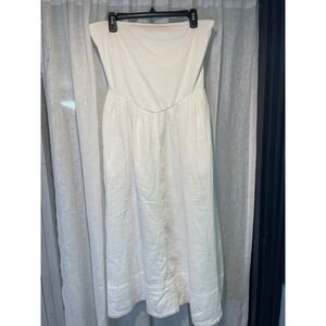 Gap Womens Strapless Ribbed Bodice Cotton Skirt Midi Dress White Large NWT